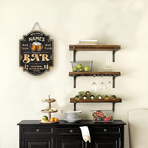 Wodoro Custom Welcome To Our Bar Wood Sign Wall Plaque (Not Real Carved), Basement Bar Decor, Home Pub Tasting Room Saloon Man Cave Tavern Backyard Bar & Grill Bourbon Bar Whiskey Pub, Gifts For Men, Gift For Him (01) #TOP4