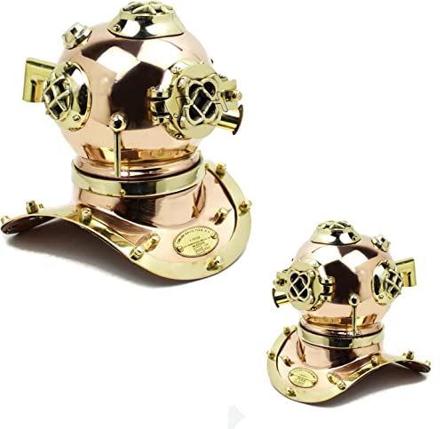 Nautical Replica Hub Casque de plongée vintage fait à la main avec finition cuivre 15,2 cm Cover