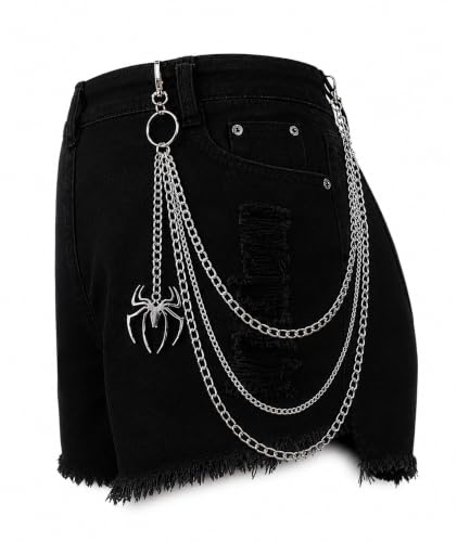 Image of Spider Charm Multilayer Pants Chain, Silver Gothic Belt Chain