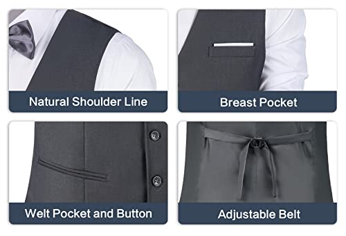 Men Suit Vest Slim Fit Vests Dress Tuxedo Vest for Wedding Formal V-Neck Waistcoat4