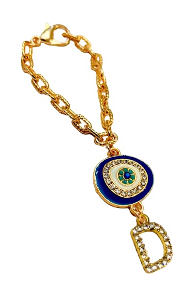 Sturdy Rose Gold Watch Charm of Evil Eye and D Initial Diamond Alphabet Pendant, Watch Charm, Watch Accessories, Giftable for Wife, Sister or Friends Pack of 1