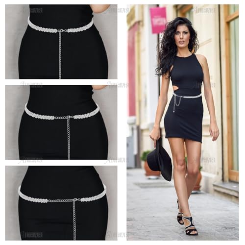 AUEAR, Rhinestone Belt Shiny Crystal Diamond Waist Glitter Metal Chain for Women Decor3