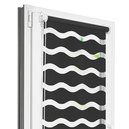 Estika Estor Enrollable Ondulado Klemmfix sin taladrar - 72 cm x 220 cm - Grafito - Estor dúo día y Noche, protección Solar y privacidad
