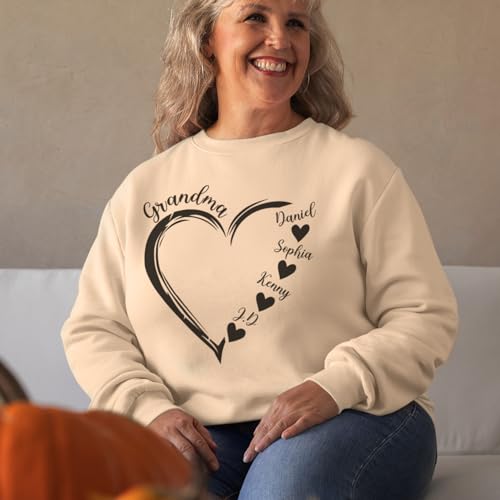 Godmerch Custom Grandma Hearts Shirt Personalized Grandma Nickname Hoodies Sweatshirt thumb #2