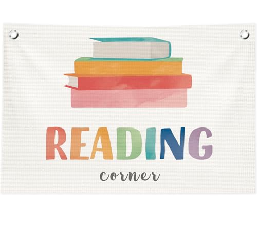 ICEWHITEY Reading Corner Wall Decor for Classroom,Kids Reading Nook Canvas Banner Flags for Homeschool Classroom Library Decor,30x20 Inch