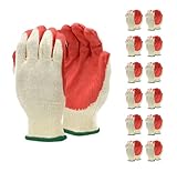 ATERET 12 Pairs String Knit Palm, Latex Dipped Nitrile Coated Work Gloves, Ideal Use For Warehouse, Gardening, General Purpose