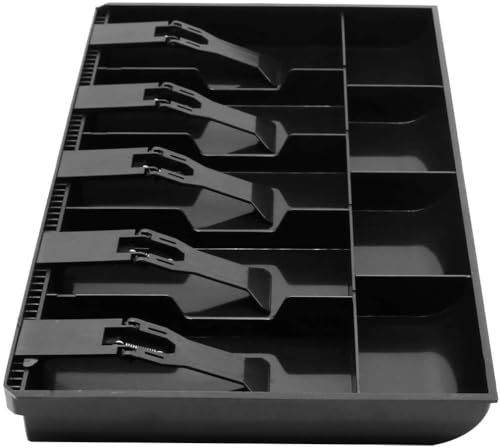 Image of Cash Tray Organizer for Shops, Portable cash counter, ABS Plastic Manual Money Box Plastic cash drawer organizer tray, cashier drawer box with coin slot, bill counter cash box (5 SLOT)