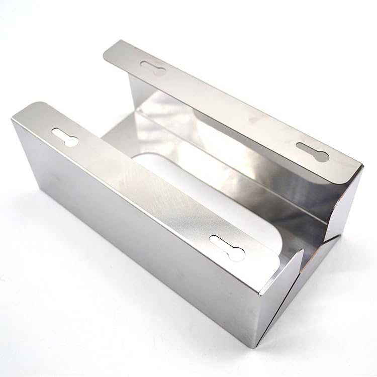 1 caja dispensadora de guantes de acero inoxidable de grado comercial, soporte para caja de pañuelos de 5.4 pulgadas de ancho x 3.8 pulgadas de profundidad x 10 pulgadas de alto/agujero de cerradura