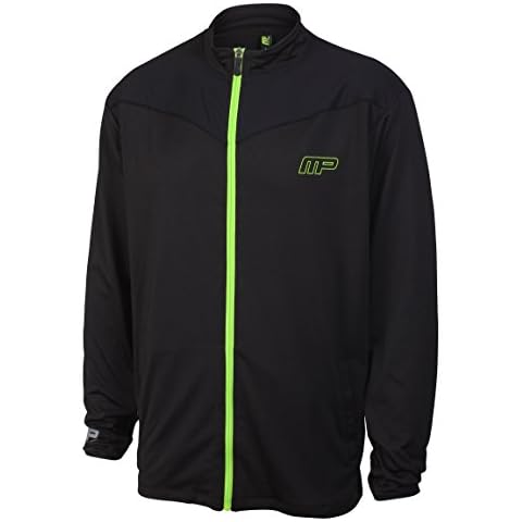 MusclePharm Men's Technical Running Gym Training Sports Workout Activewear Full Zip Sports Black, Large, Sweat Jacket Top Cover