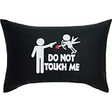 Do Not Touch Me Premium Kissen mit Bezug & Spruch 40x60cm Anti-Valentinstag lustiges Geschenk glücklicher Single Mann Frau Cupid Armor Dekokissen mit Füllung Zier-/Couch-/Sofakissen Polster Schwarz