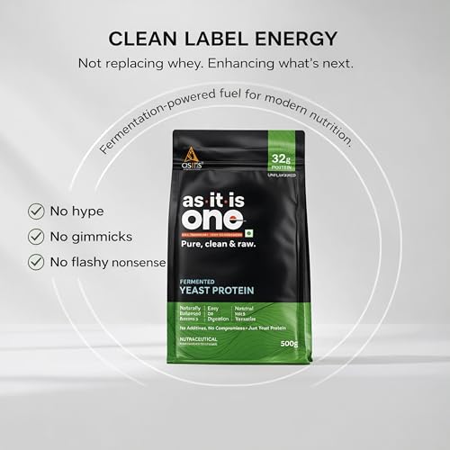 Image of AS-IT-IS One Fermented Yeast Protein - Unflavoured, Unsweetened, 500g, Helps Muscle Protein Synthesis, Higher Absorption, No Bloat or Beany Note, Sustainable Choice for All Ages Adults