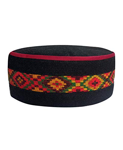 Image of Vastraa Fusion Himachali Topi for Men | Nepali Headwear | Traditional Kullu Cap | Pahadi Topi | Kashmiri Hat | Wool Handcrafted Ethnic Wear