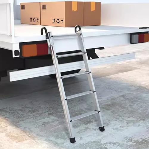 Escalera de carga de aluminio resistente para camiones, furgonetas, remolques y campistas, 5 escalones con pedales antideslizantes para una escalada segura