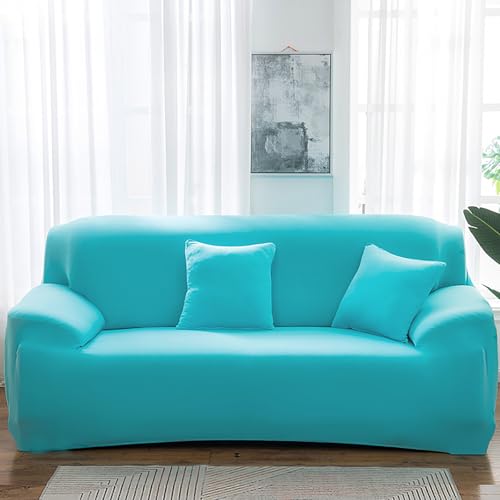 Housse de Canapé 2 Place Protection Totale Élastique Housse Canapé avec Accoudoirs Lavable Protection Canape Revêtement de Canape,Sky Blue,1 Seater