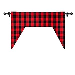 Curtain Swags for Widnows 1 Panel Classic Buffalo Check Swag Country Farmhouse Kitchen Window Curtain - Black & Red, W 54" x L 36" with a 16" Center Drop Curtain Swags for Widnows 1 Panel Classic Buffalo Check Swag Country Farmhouse Kitchen Window Curtain Black Red W 54 x L 36 with a 16 Center Drop