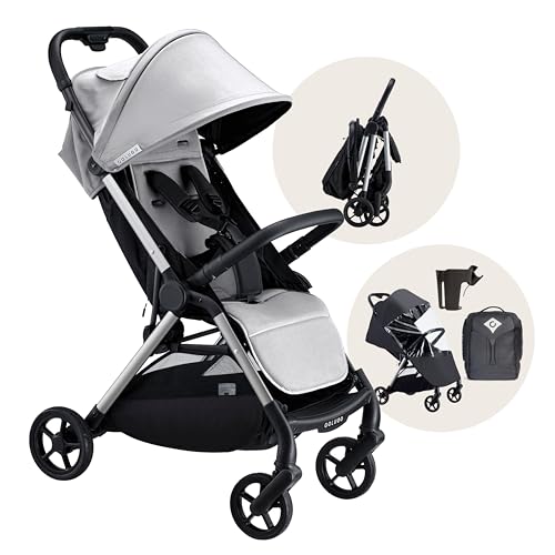 Colugo The One Stroller - Lightweight Easy Fold Compact Toddler and Baby Stroller for Travel, Large Storage Basket, One Hand Fold, Includes Raincover, Bumper Bar, Cupholder (Cool Grey)
