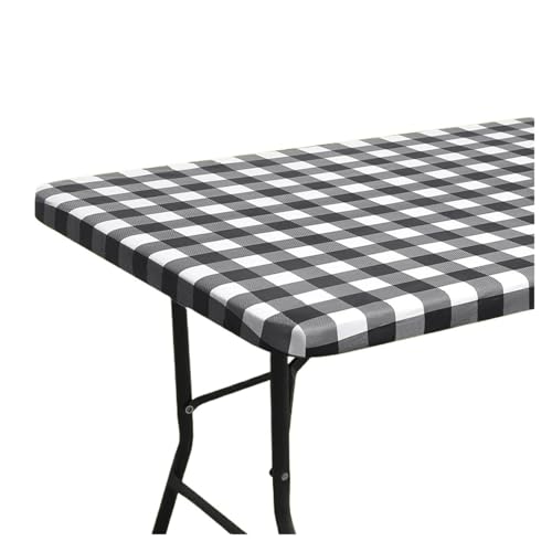 MFWHEFJ Mantel Impermeable Mantel Rectangular elástico Impermeable for el hogar, Fiestas, Camping y Exteriores(Black White,(76-122cm) Rectangle)