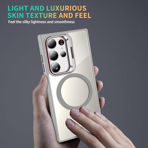 Image of VONZEE Polycarbonate Compatible for Samsung S25 Ultra 5G Case,with Wireless Charging,(Not Compatible with Magsafe)Protective Case,Built-in Stash Stand Phone Case,Scratch-Resistant Back Cover,|Grey