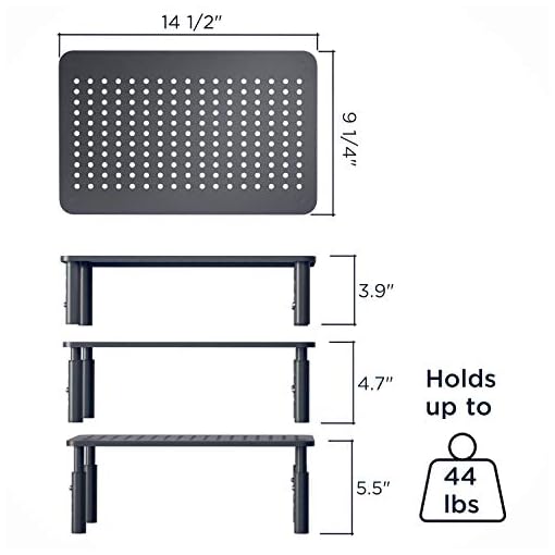 Evoomi 2 Pack Monitor Riser - Anti-Skid HD Hexagonal Steel Computer Stand - Free Cable Ties - Mesh Metal Computer Item Stand - Printer & iMac - Image 3