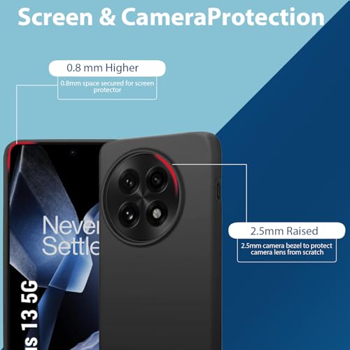 Image of LIRAMARK Liquid Silicone Soft Back Cover Case for OnePlus 13R 5G| Soft Micro-Fibre Lining Inside | Camera Protection Bump (Black)