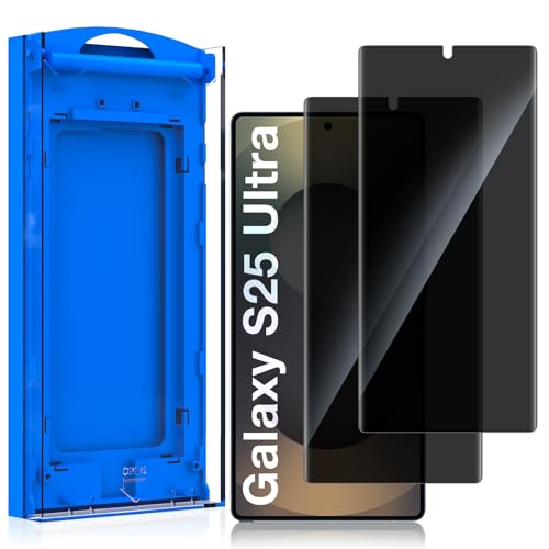 KUZOOM 2 Pack Privacy Screen Protector for Samsung Galaxy S25 Ultra, Anti-Spy Private Protective Film, 100% Fingerprint Unlock, 9h+ Tempered Glass, Automatic Dust Removal, Military-Grade Protection