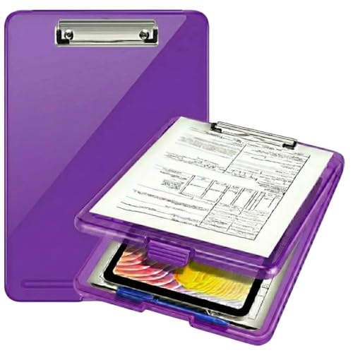 Image of Yajnas A4 Size Clipboard with Storage Box | 180 Foldable Exam Pad & Writing Board | Heavy Duty Plastic File Folder with Pen Holder & Paper Storage for Students, Office & Field Use (Assorted Colour)