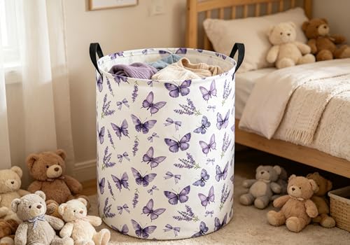 Image of Baby Laundry Hamper kids laundry Basket Waterproof Laundry Bag for Bedroom Clothes Organizer Room Decor(Butterfly)