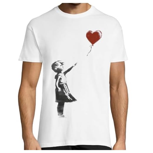 KMF T-SHIRT - Camiseta para Hombre niña con Globo Arte Banksy Graffiti (Blanco, M)