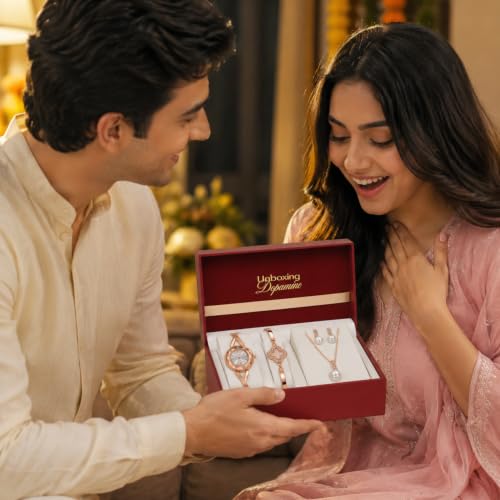 Image of Signature Edit Watch & Jewelry Set for Women | Women's Watch & Jewelry Gift Set, Rose Gold Watch with Bracelet, Necklace & Earrings