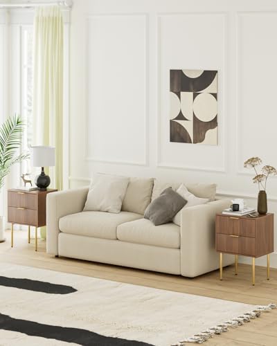 HEYZOEY Mesita de Noche, mesita de Noche Moderna, Estilo Bohemio, para Dormitorio, salón, salón, Nogal (2 cajones) - imagen 6