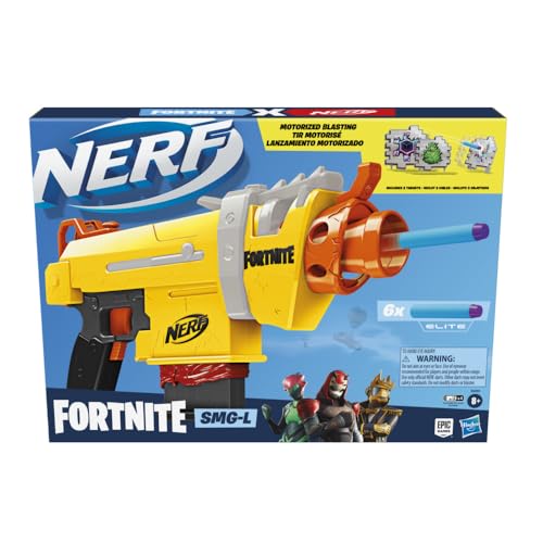 Image of Nerf Fortnite SMG-L Motorized Dart Blaster - Includes 3 Targets - Comes with 6-Dart Clip and 6 Official Nerf Elite Darts