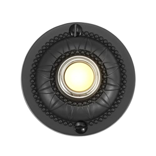 Timbre de puerta redondo negro para pared con cable y LED 2