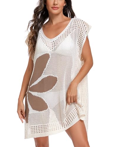 Image of Adisputent Womens Swimsuits Cover Ups Crochet Chiffon Beach Cover Bathing Suit Bikini Wear Coverups Dress