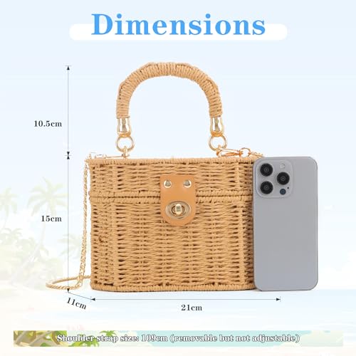 Bolso tejido a mano de paja KUANG para mujer miniatura 3