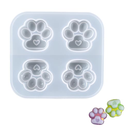 VEOIRXU Molde Resina Epoxi con Forma de Pata de Gato, Molde Estéreo de Silicona con Diseño de Huellas de Gato y Perro, Moldes de Resina Epoxi UV, para Manualidades y Fabricación de Joyas
