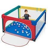 【Großer Spielbereich & ideale Höhe】 Unser Laufstall misst 120 x 120 x 68cm und bietet Kindern damit viel Platz zum Spielen. Die Höhe des Zauns ist ideal, um dem Kind beim Stehen&Laufen lernen zu helfen.