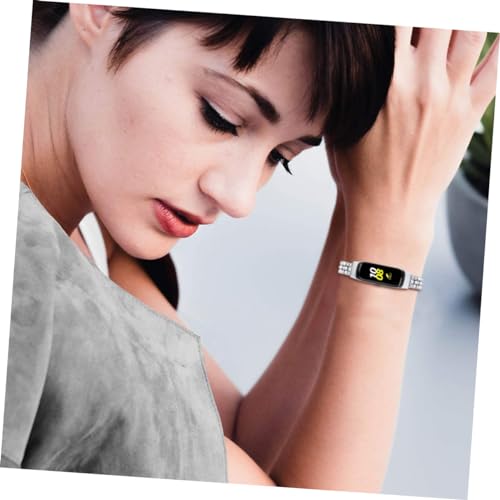 FRCOLOR Silver Rhinestone Replacement Watchband for Durable Strap with Sparkling Rhinestones Elegant Design for2