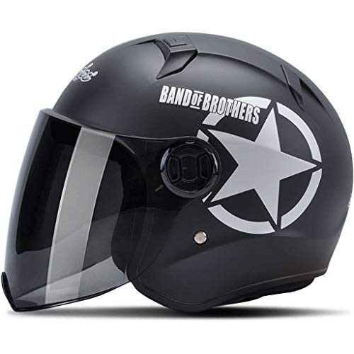 Preisvergleich Produktbild NJ Helm- Elektrischer Motorradsturzhelm Männer und Frauen vier Jahreszeiten Sommersonnenschutzwinter warmer halber Sturzhelm Anti-Nebelsturzhelm (Farbe : B, größe : One size)
