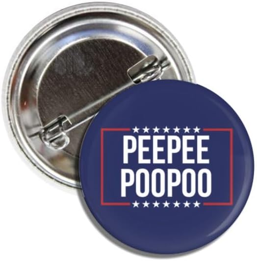 Novelty Button Pin Badge, PeePee PooPoo Funny Design, 1.50 Inch Diameter
