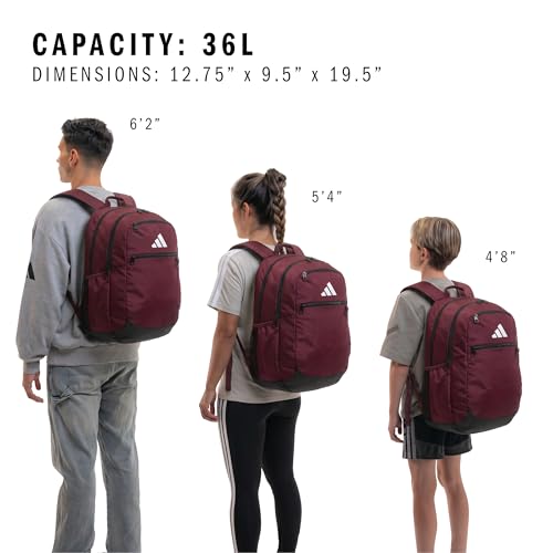 Image of adidas Striker 3 Team Sports Backpack - Daypack for Sports Gym Travel, 36L, Maroon, OSFA