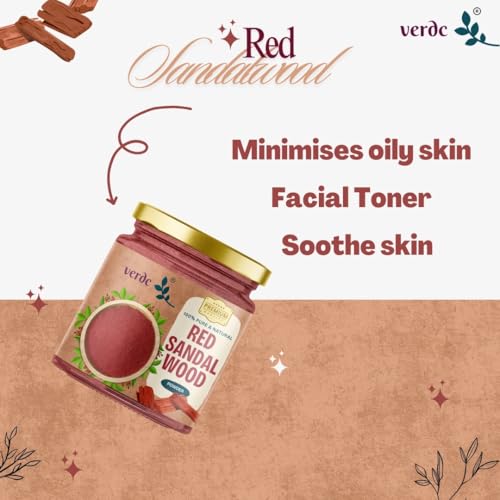 Image of Pure Red Sandalwood Face Pack Powder, Premium Forest Grade - Lal Chandan | Raktha Chandanam | For Skin Brightening, Acne, Blemishes, Dark Spots - 75 gm