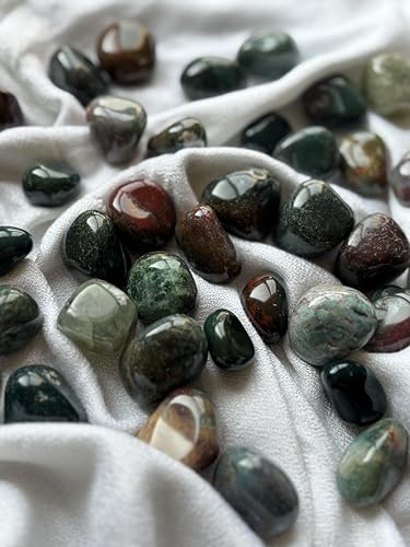 Image of Tumbled Stones, Natural Crystal Healing Stones, Home Office Decor, Aquarium Decorative Pebbles, Vase Fillers (Bloodstone, 200)