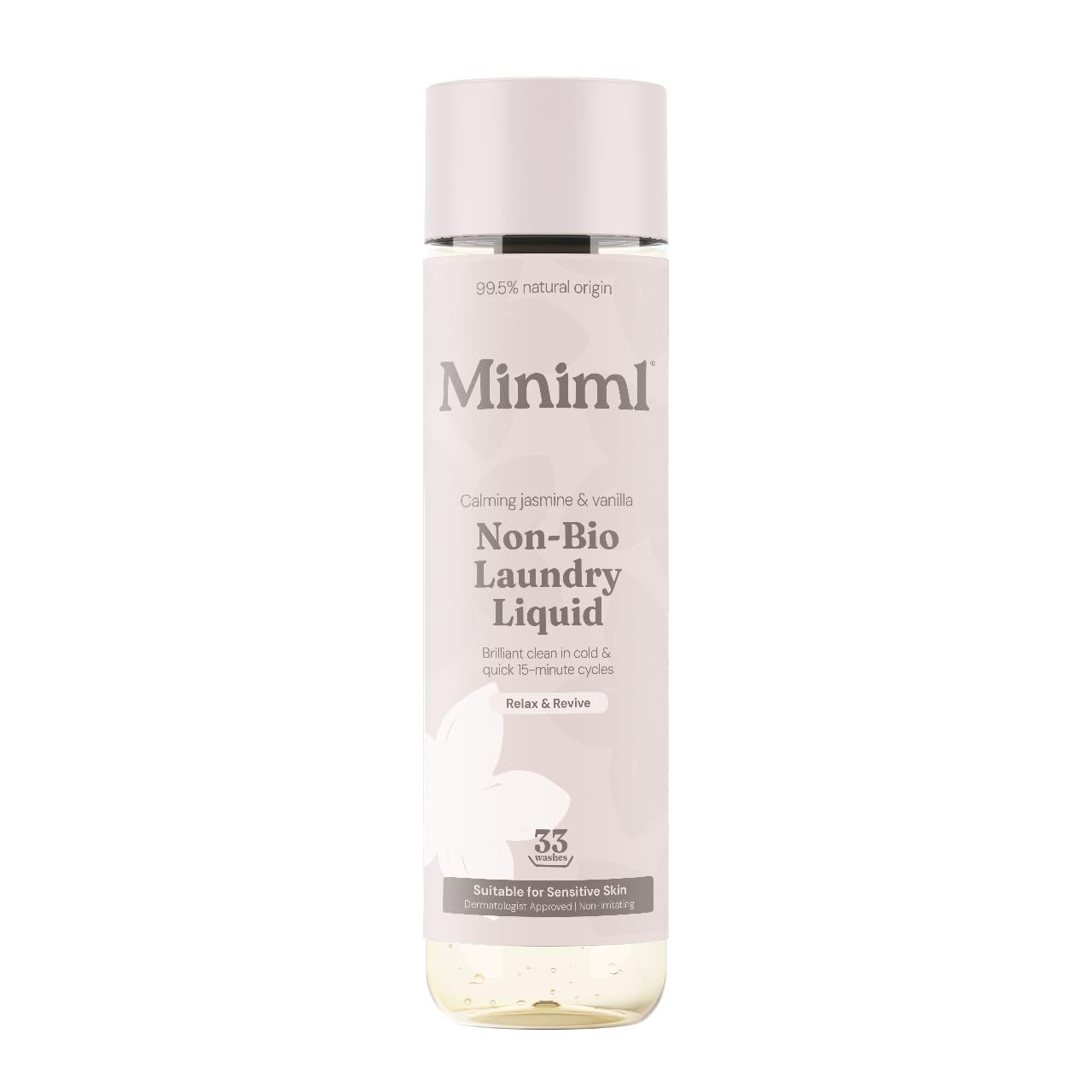Miniml Laundry Liquid Washing Detergent 1L - Natural Non Bio Wild Jasmine & Vanilla Scented Clothes Washing- Machine or Delicate Hand Cleaning - 100% Vegan & Cruelty Free (33 Washes)