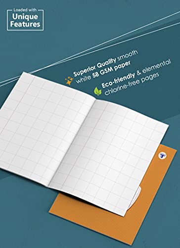 Image of WOODSNIPE Soft Brown Cover Big Maths Square Ruled Notebooks | Square 1 inch | 76 Pages A5 Size |18 cm x 24 cm Approx |Pack of 16 Books | GSM 58