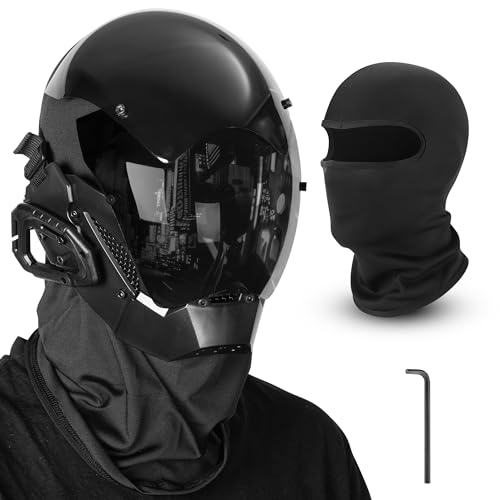 Zadin Punk Mask Costume, Halloween Adjustable Daft Pank Helmet Cosplay, Rave Futuristic Mask (Black)