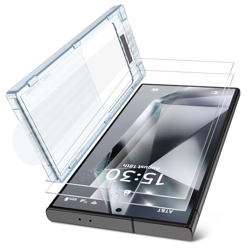 Image of SHILD (Pack of 2) Tempered Glass Screen Protector for Samsung Galaxy S24 Ultra (6.9-inch) | 9H Hardness | S-Pen Compatible | 100% Fingerprint Unlock | HD Clarity | Easy Installation Tray | Scratch & Impact Resistant