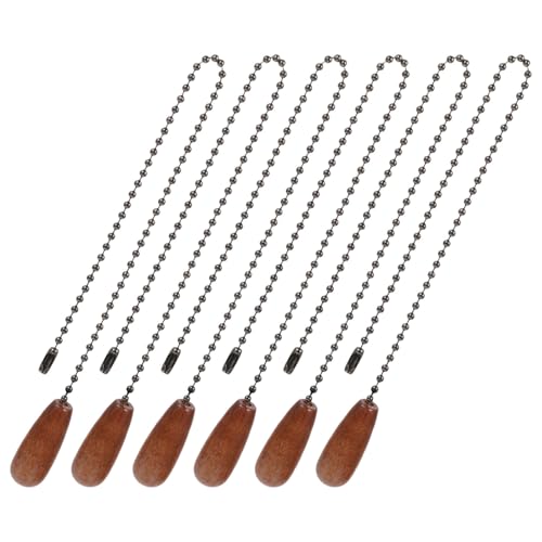 HOMSFOU Cadena Decorativa de Madera Rústica para Ventilador de Techo, 6 Piezas de 12,5 Pulgadas, Cadena de Tracción para Lámpara y Ventilador, Accesorio Duradero para Tirador de Luz Hogar