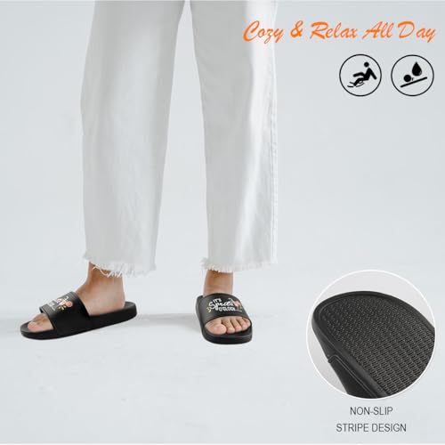 Szhhrxi Aperol Spritz Design Schlappen Unisex, Badelatschen mit Aperol Spritz Motiv, Hausschuhe, Pantoletten, Slippers für Indoor/Outdoor, Sommer Badeschlappen (schwarz, Erwachsene, 38EU)