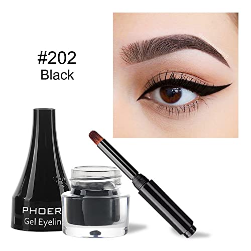 Go Ho Black Eyeliner Gel Pot,Matte Cream Eyeliner Makeup,Smooth High Pigmented Matte Eye Makeup Gel With Brush,Gel Eye Liner Pot For Women,202 Black #TOP1