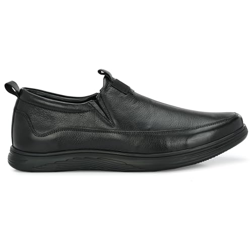 Image of Blue Leather by Centrino Genuine Leather Men's Slip On| Moccasins Non-Slip|Loafer Comfy Lightweight |Round Toe Slip-On Shoes |Trendy Non Lace-Up Design | Stylish with Soft Cushioned Insole (3954)